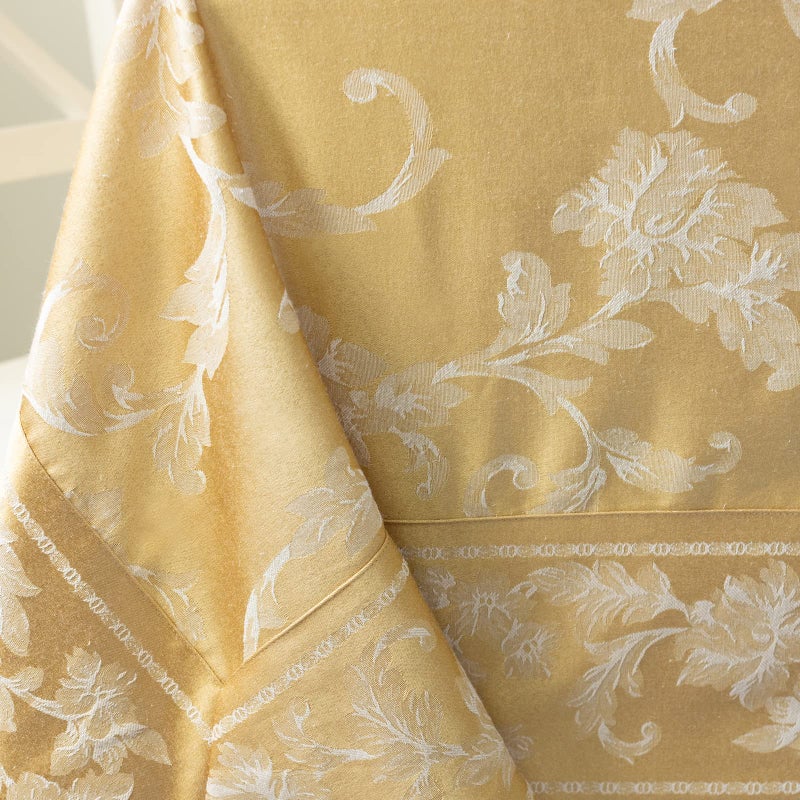 Benson Mills Harmony Scroll Woven Damask Fabric Tablecloth, Everyday, Parties, Special Occasions, Weddings and Holiday Table Cloth (60" X 104" Rectangular, Gold) - Image 4